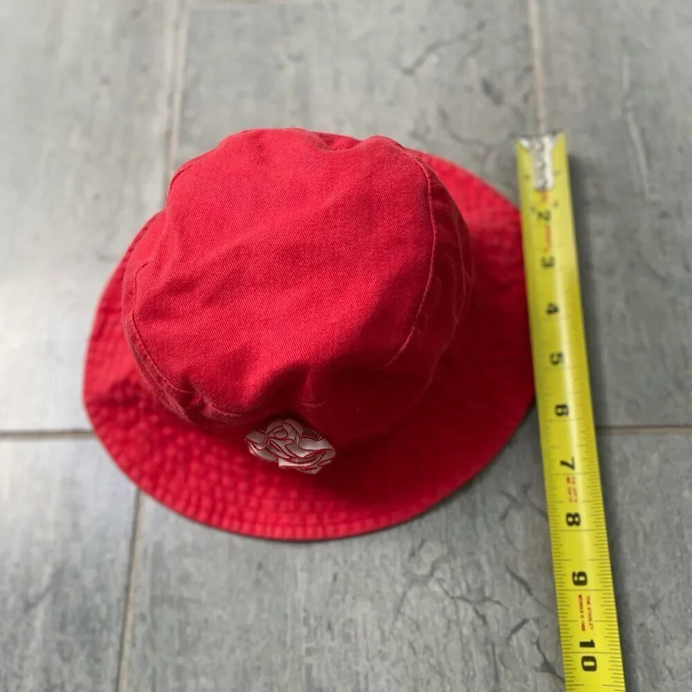 Baby Gap Cotton Bucket Sun Hat with Rose Detail – Red/Pink, Size 12–18 Months